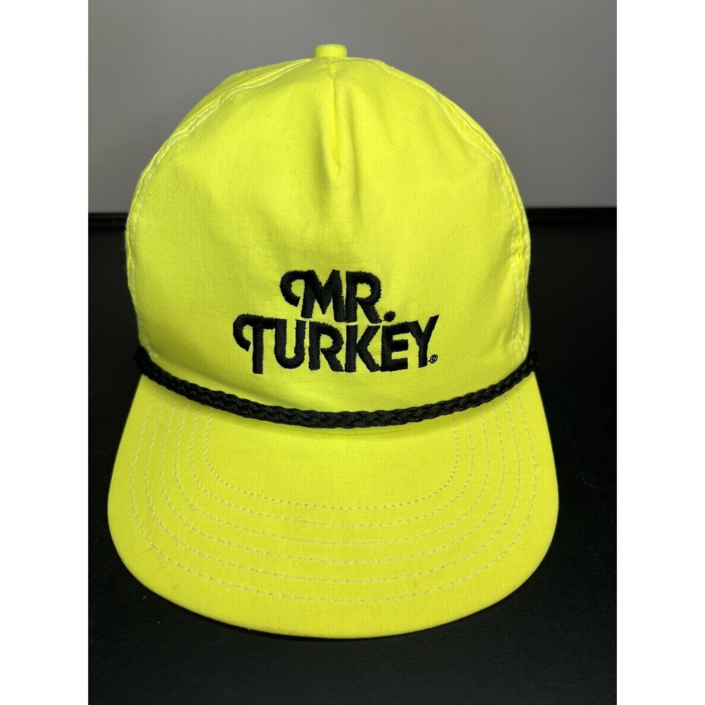 Vtg Mr Turkey Hat Trucker Style  Baseball One Size‎ Snapback Cap bright yellow